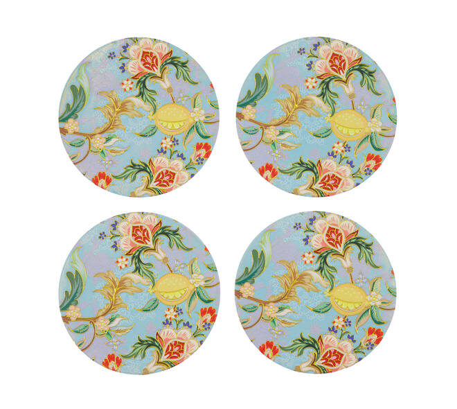 Decorative tile round ceramic with magnet 10.3x10.3x0.7cm 4pc
