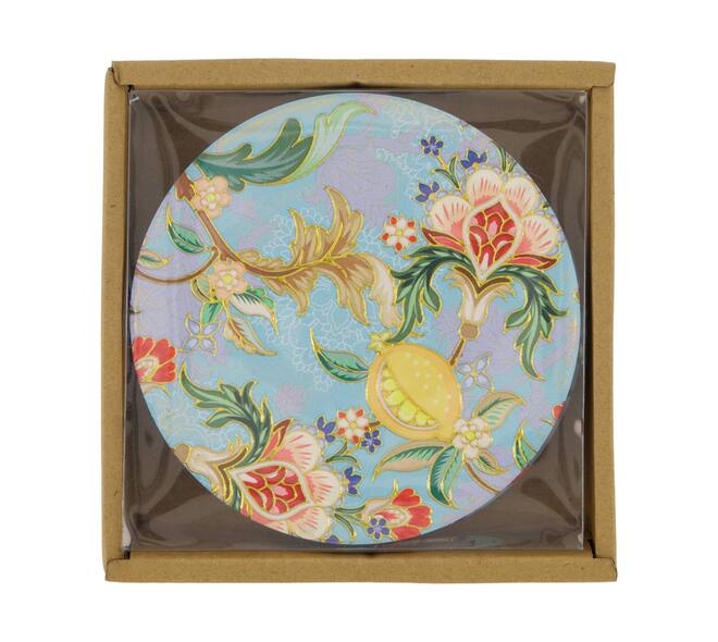 Decorative tile round ceramic with magnet 10.3x10.3x0.7cm 4pc
