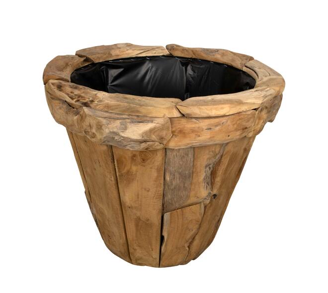 Planter teak wood with plastic 58x58x52cm