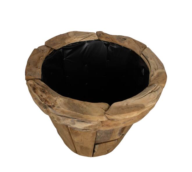 Planter teak wood with plastic 58x58x52cm