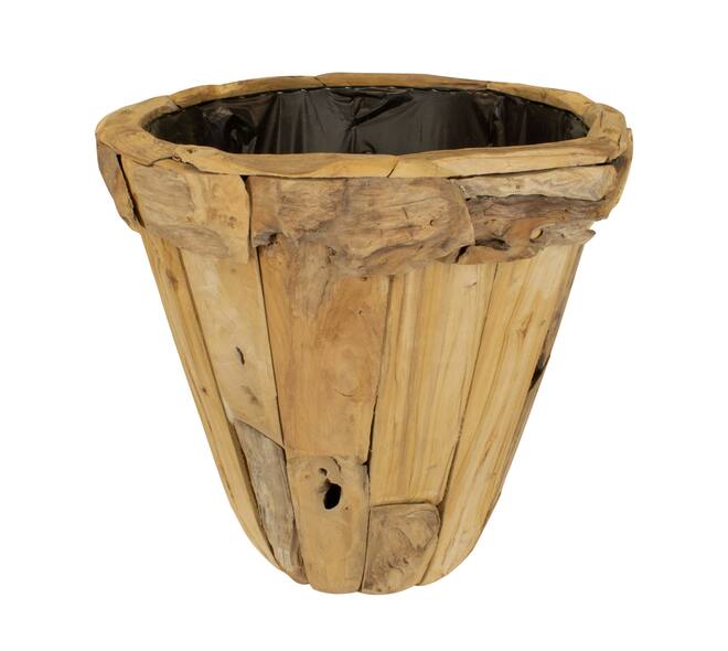 Planter teak wood with plastic 78x78x72cm