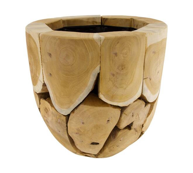Planter teak wood with plastic 38x38x38cm - Natural