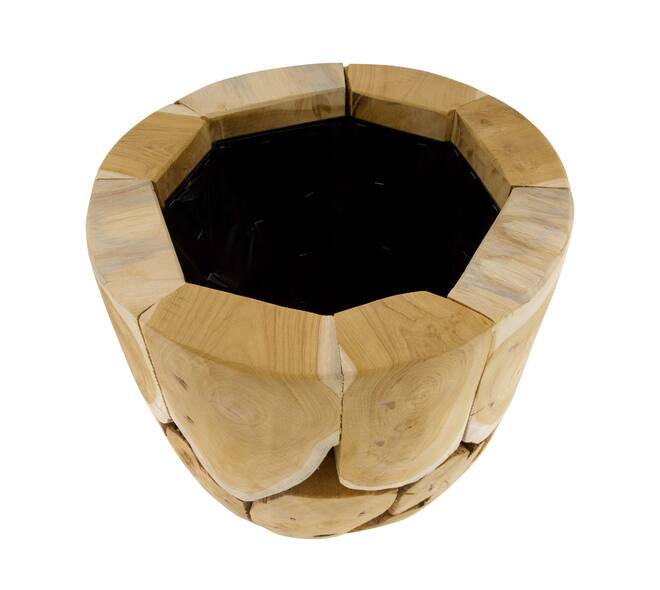 Planter teak wood with plastic 38x38x38cm - Natural