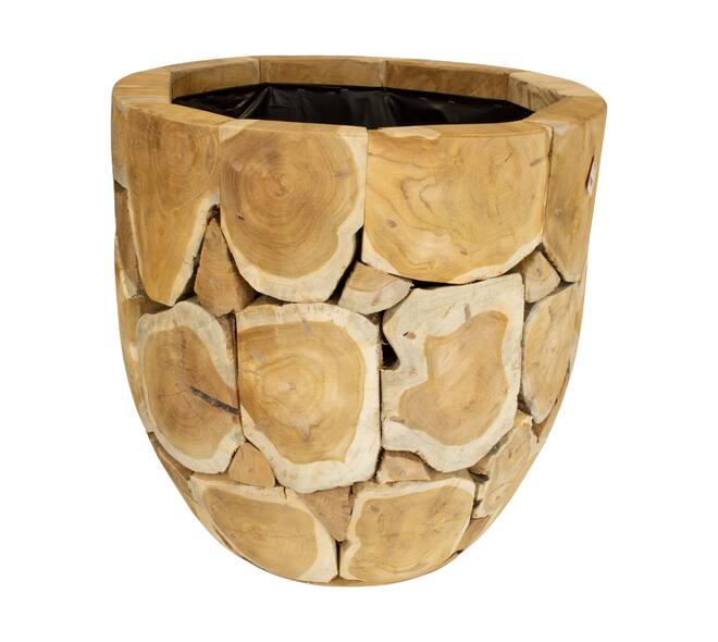 Planter teak wood with plastic 58x58x58cm - Natural