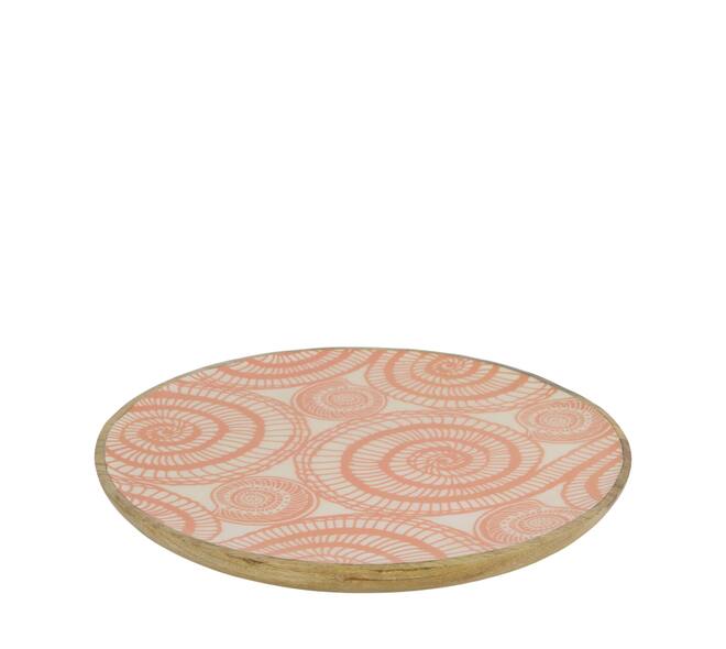 Tray shell print mango wood 28x28x2.5cm - Multi