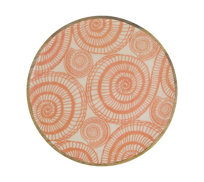 Tray shell print mango wood 28x28x2.5cm - Multi