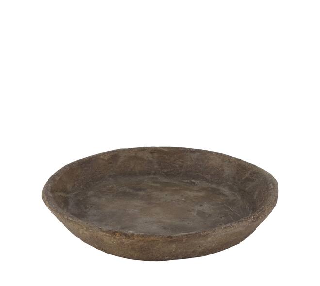 Plate round paper mache 28x28x5cm - Brown
