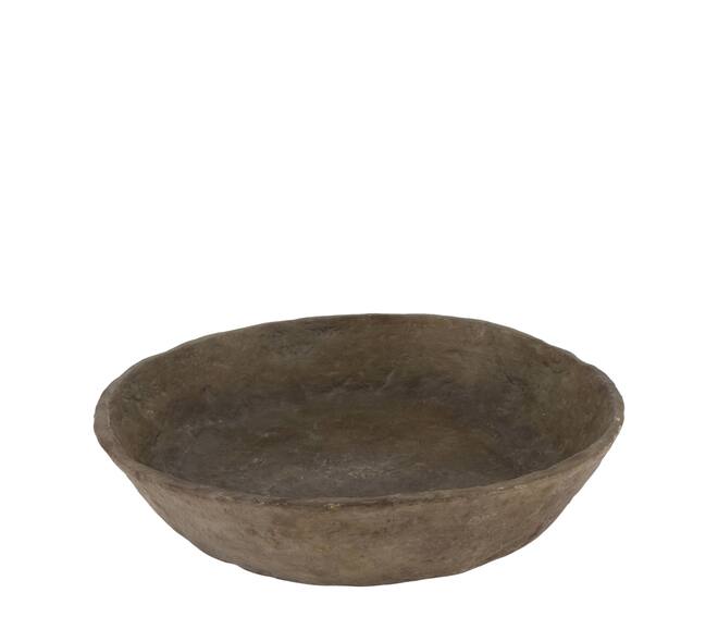 Plate round paper mache 38x38x8cm - Brown