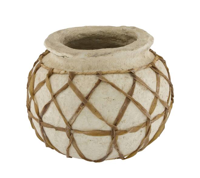 Planter round paper mache 26x26x23cm - Cream