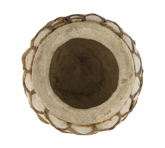 Planter round paper mache 26x26x23cm - Cream