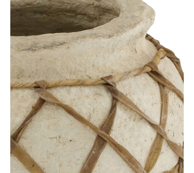 Planter round paper mache 26x26x23cm - Cream