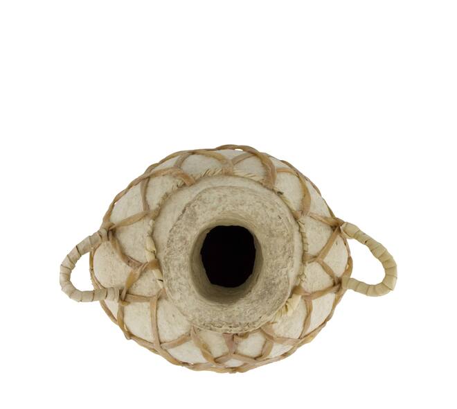 Vase round paper mache with handle 23x16x32cm - Cream