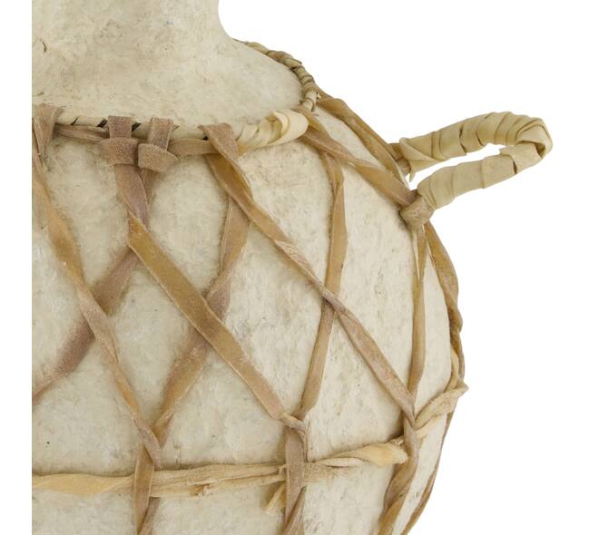 Vase round paper mache with handle 23x16x32cm - Cream