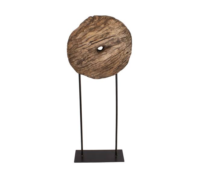 Statue round reclaimed wood vintage 46x20x120cm - Brown