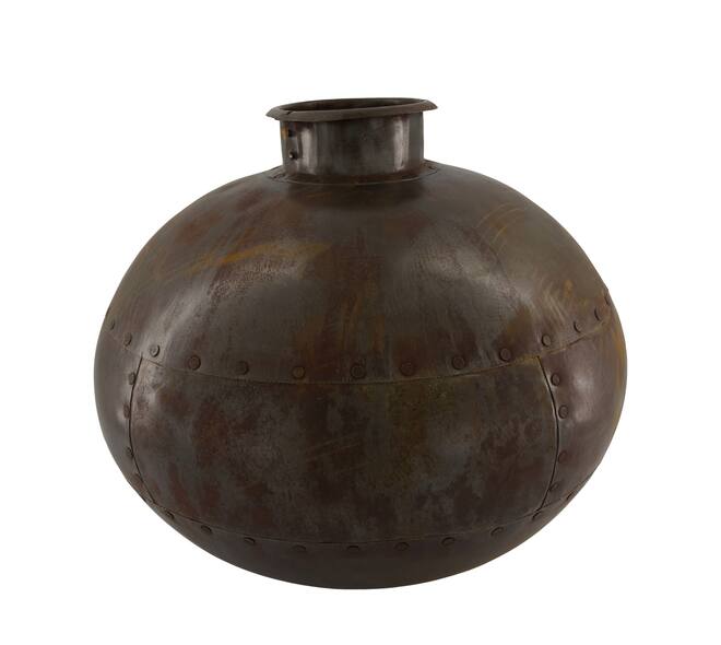 Vase round iron vintage 35x35x25cm - Brown