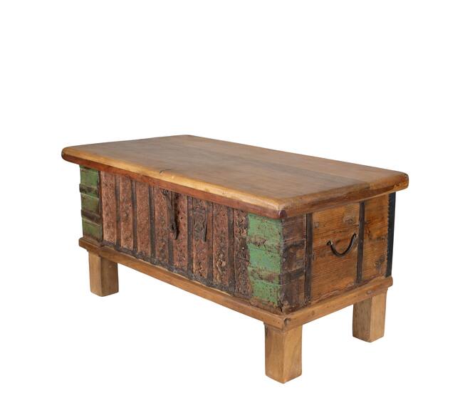 Box rectangular reclaimed wood vintage 70x40x40cm - Natural