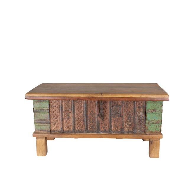 Box rectangular reclaimed wood vintage 70x40x40cm - Natural