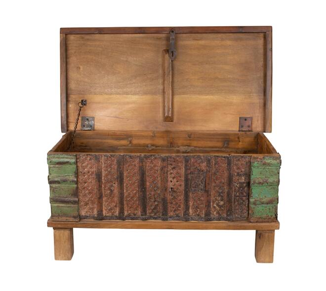 Box rectangular reclaimed wood vintage 70x40x40cm - Natural
