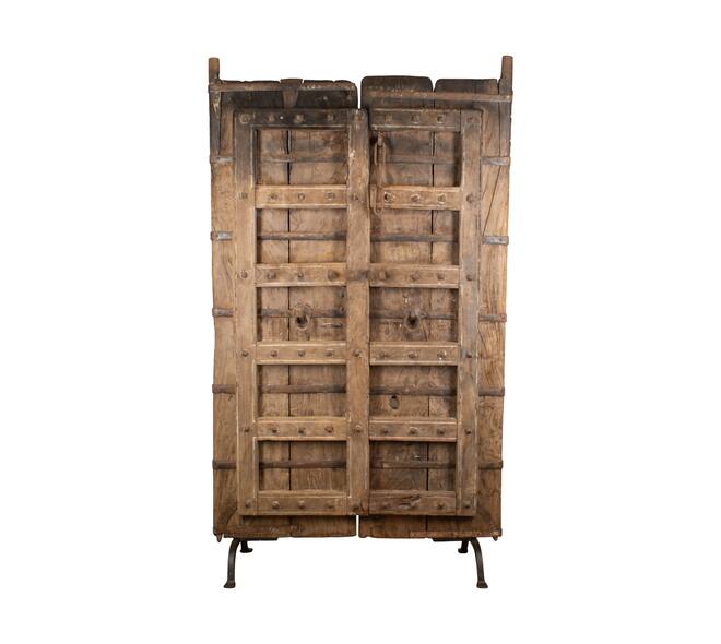 Door rectangular double reclaimed wood vintage 98x99x190cm - Cream