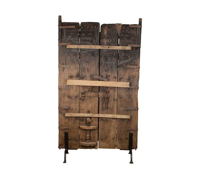 Door rectangular double reclaimed wood vintage 98x99x190cm - Cream