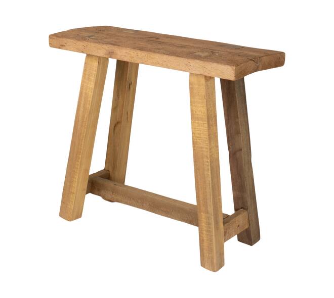 Stool rectangular reclaimed wood 50x20x45cm - Natural