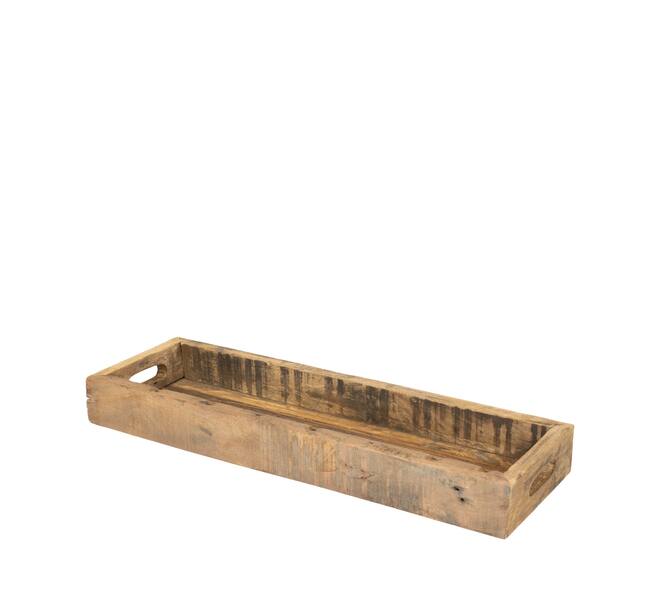 Tray rectangular reclaimed wood 58x18x6.5cm