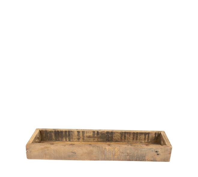 Tray rectangular reclaimed wood 58x18x6.5cm