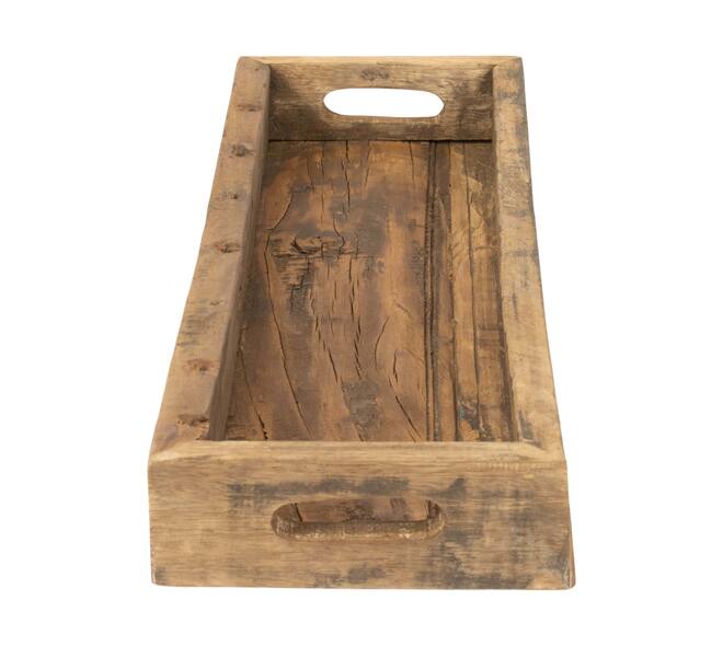 Tray rectangular reclaimed wood 58x18x6.5cm