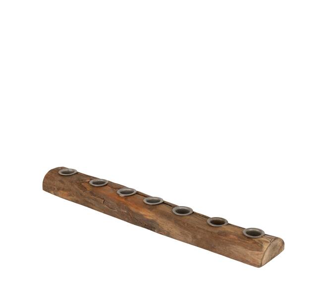 Dinnercandle holder reclaimed wood vintage 46x7x3cm - Natural