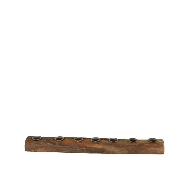 Dinnercandle holder reclaimed wood vintage 46x7x3cm - Natural
