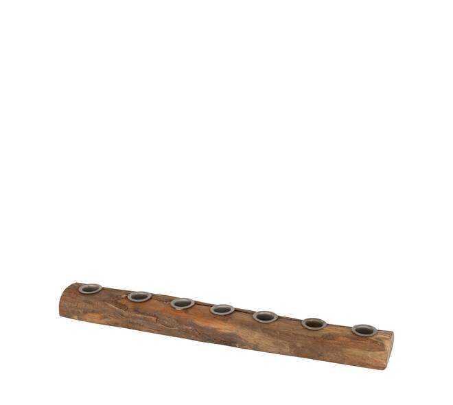 Dinnercandle holder reclaimed wood vintage 46x7x3cm - Natural