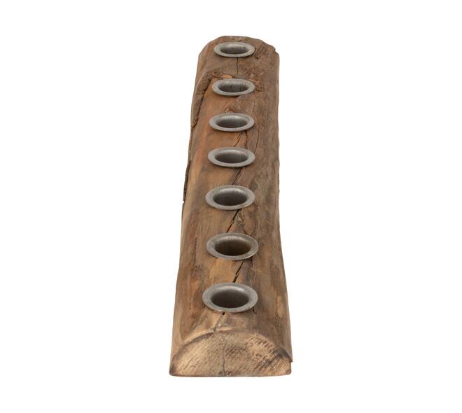 Dinnercandle holder reclaimed wood vintage 46x7x3cm - Natural