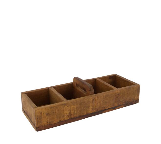 Tray reclaimed wood 37x14x9.5cm - Brown