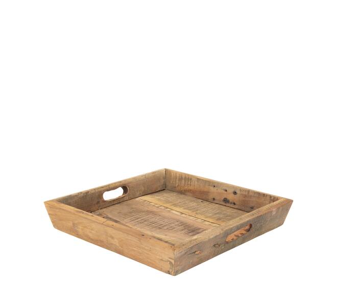 Tray reclaimed wood 38x38x7cm - Natural