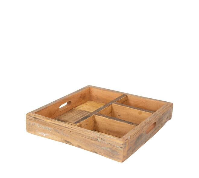 Tray reclaimed wood vintage 38x38x7cm