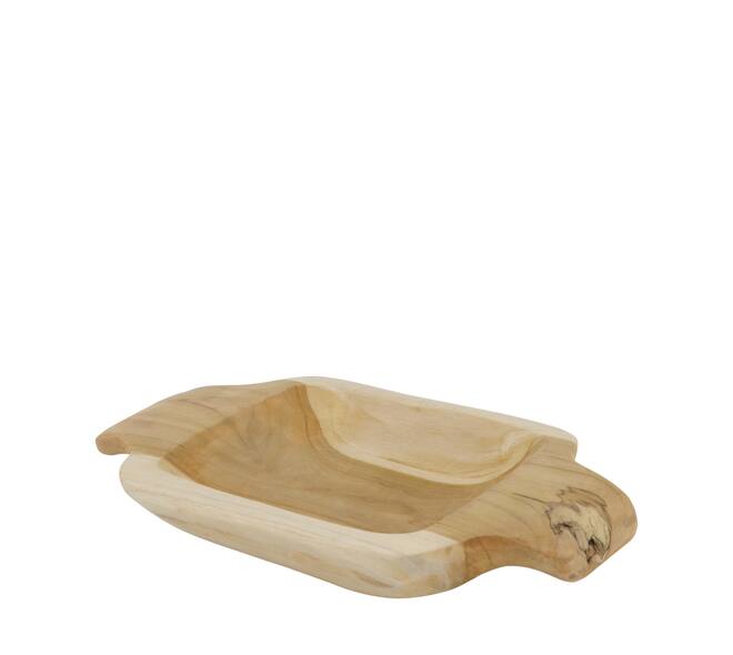 Bowl rectangular teak wood with handle 28x18x4cm