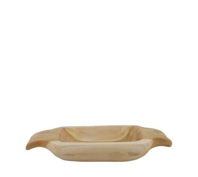 Bowl rectangular teak wood with handle 28x18x4cm