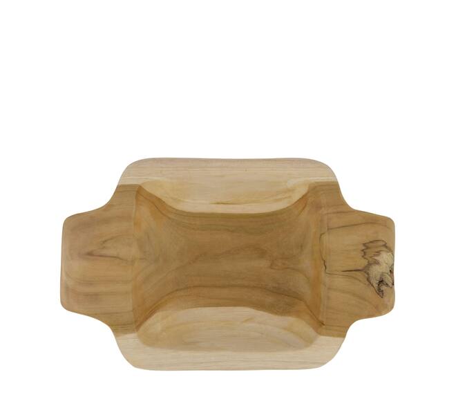 Bowl rectangular teak wood with handle 28x18x4cm