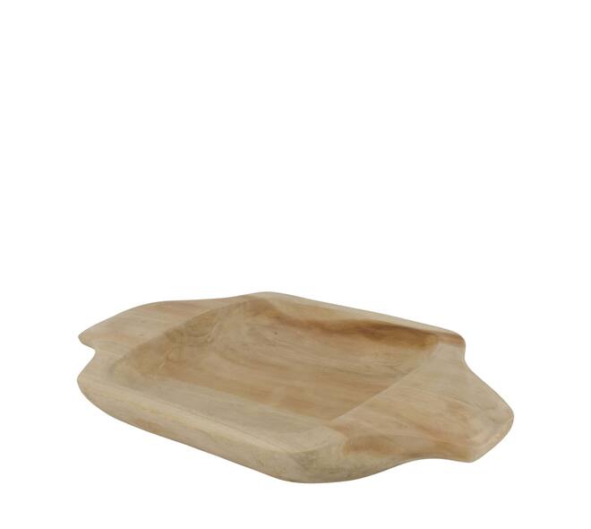 Bowl rectangular teak wood with handle 38x28x5cm