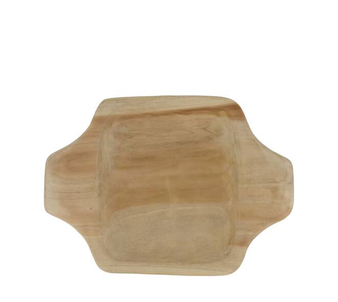 Bowl rectangular teak wood with handle 38x28x5cm