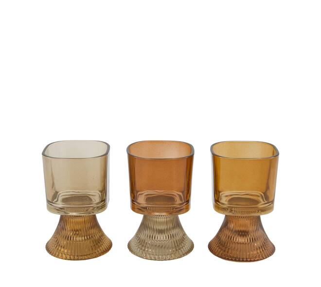 Tealight holder glass 7.5x7.5x11.5cm  - Brown
