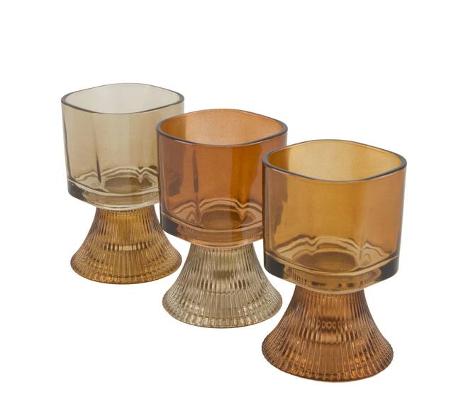 Tealight holder glass 7.5x7.5x11.5cm  - Brown