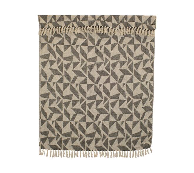 Plaid geometric print cotton 150x125x2cm - White