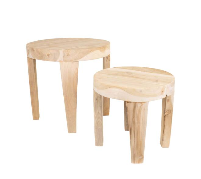 Table round teak wood 49x49x45cm S2 - Natural