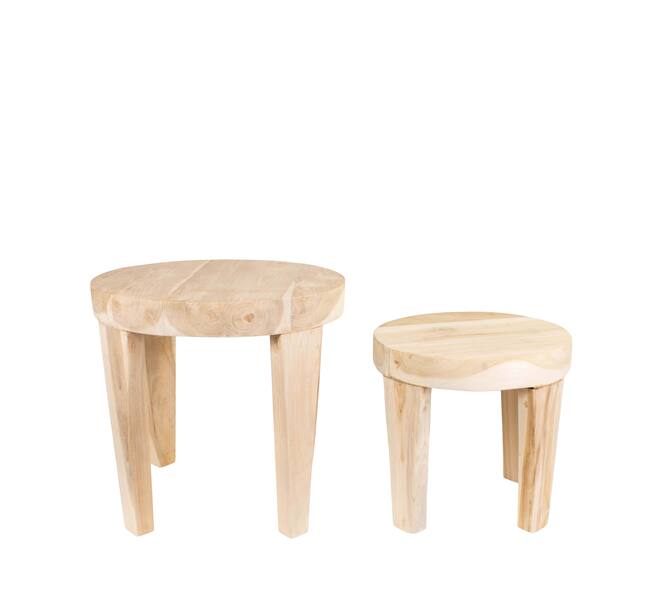 Table round teak wood 49x49x45cm S2 - Natural
