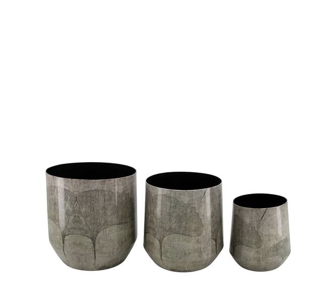 Planter leaf metal 22x22x22.5cm  - Grey