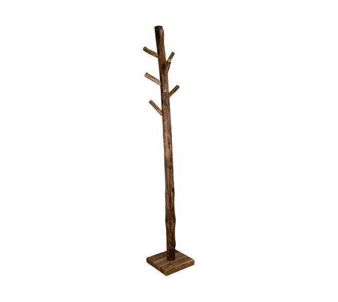 Coat rack with 8 hooks teak wood 30x30x200cm - Natural