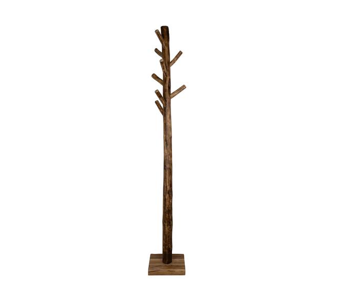 Coat rack with 8 hooks teak wood 30x30x200cm - Natural