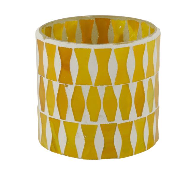 Tealight holder glass 8x8x8cm - Yellow