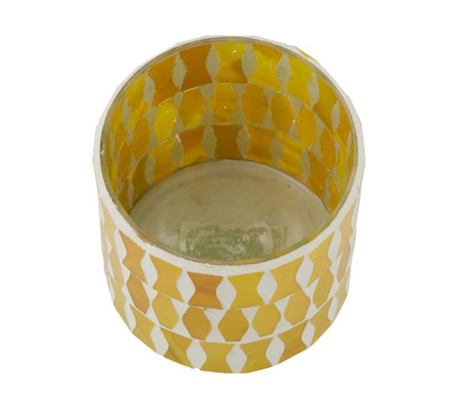 Tealight holder glass 8x8x8cm - Yellow